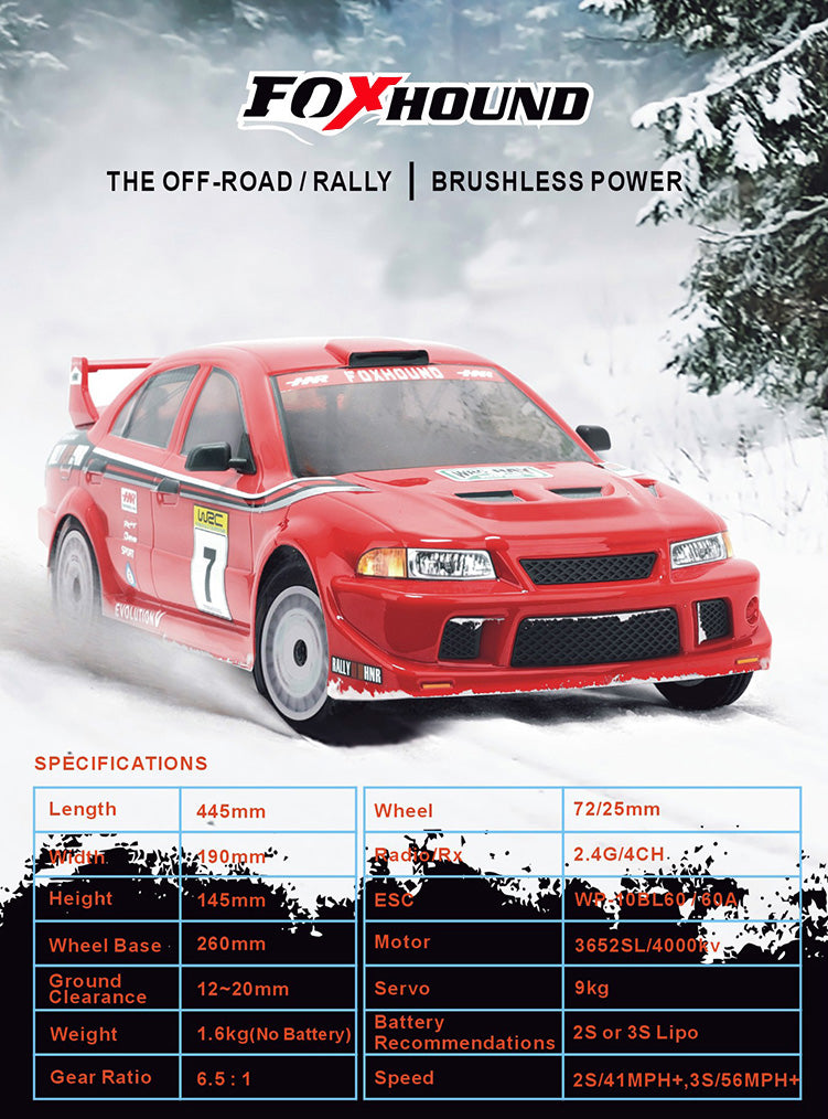 HNR 1/10 EP RALLY FOXHOUND 1/10 OFFROAD RACING CAR(NO.H9804)