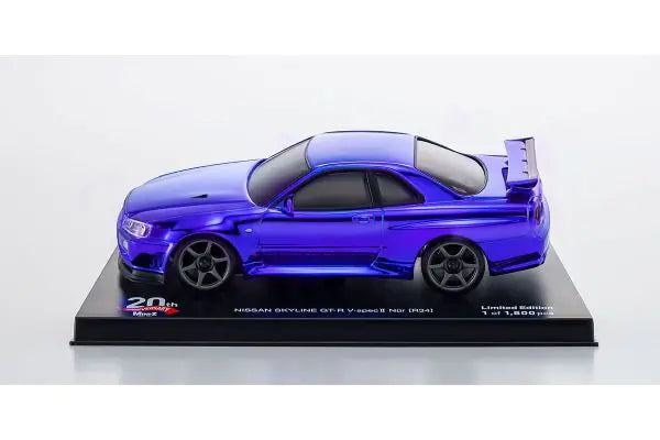 KYOSHO MINI-Z 20th Anniversary Auto scale collection for MINI-Z AWD MA-020 series MINI-Z AWD Sports NISSAN SKYLINE GT-R V･Spec Ⅱ Nur (R34) Chrome Blue Special Edition MINI-Z 20th Anniversary MZP427CBL